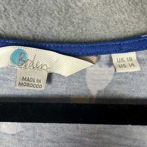 Boden Top Womens 14 Blue Floral Long Sleeve Faux Wrap Jersey Preppy Career - Picture 6 of 12